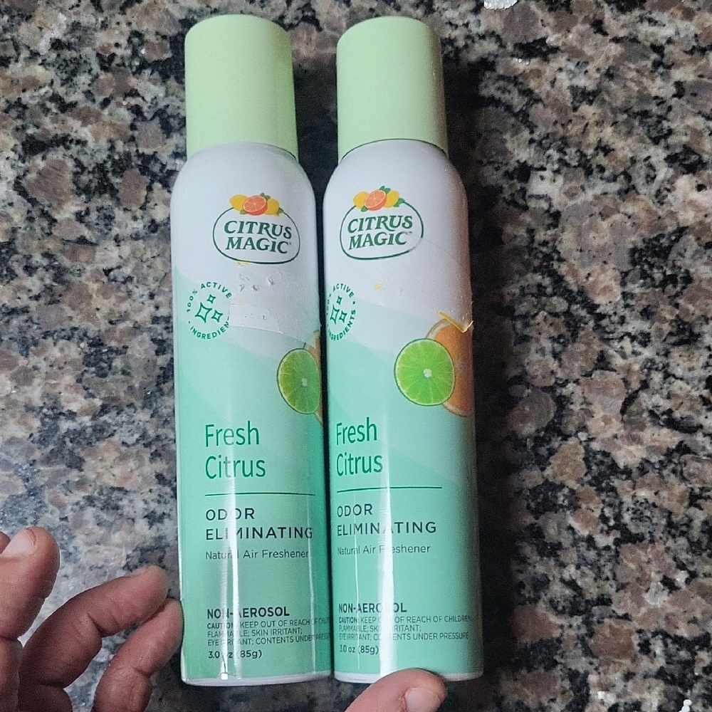 Lot of 2 new Citrus Magic Fresh Citrus Air Freshener each 3.0 fl oz non aerosol